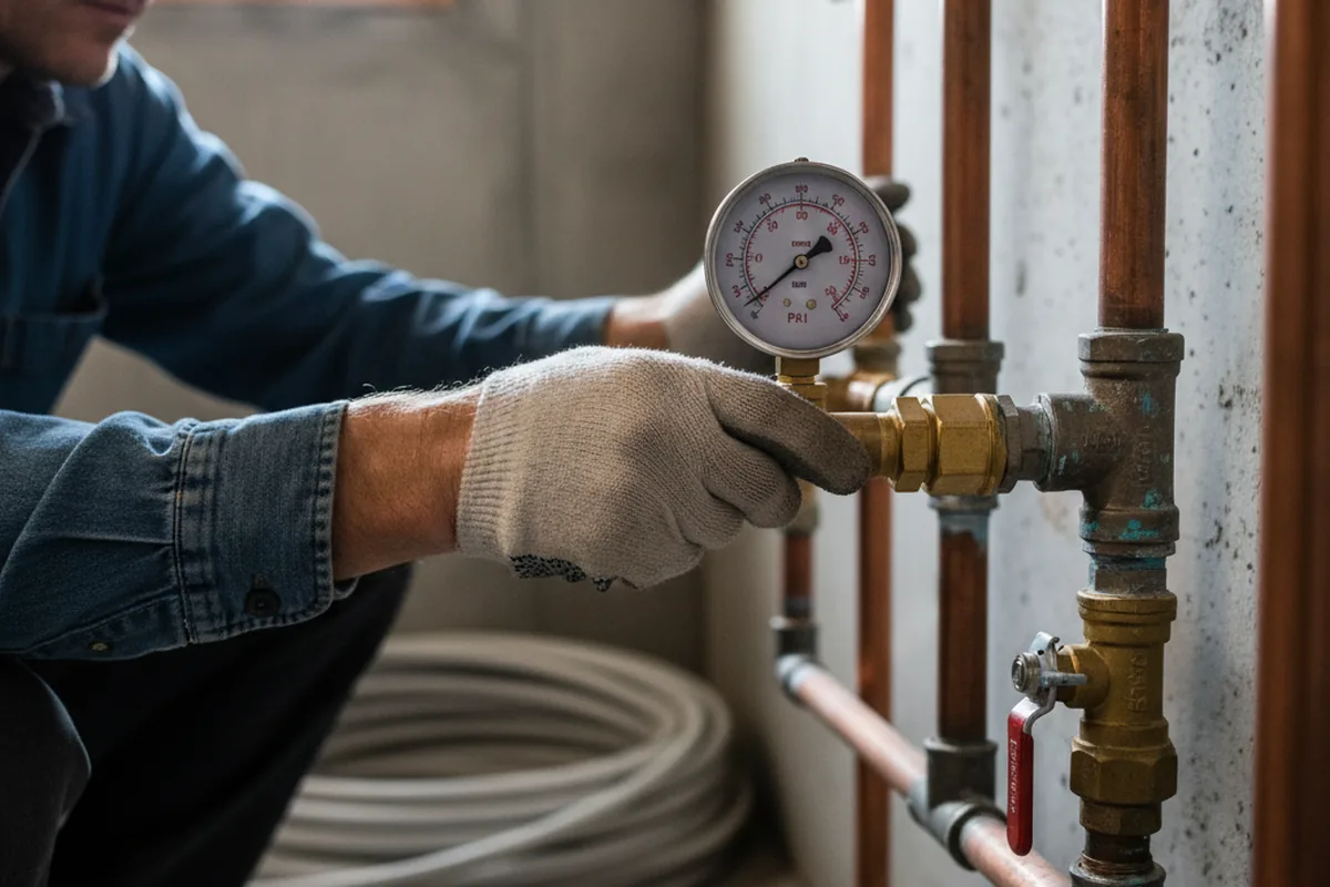 Pressure testing a repaired line during Water Line Repair in Carolina